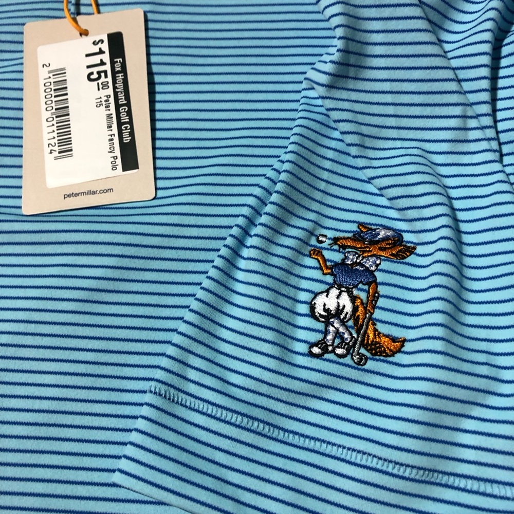 Nwt Peter Millar featherweight upf 50+ blue striped polo L fox hopyard golf - Picture 8 of 9